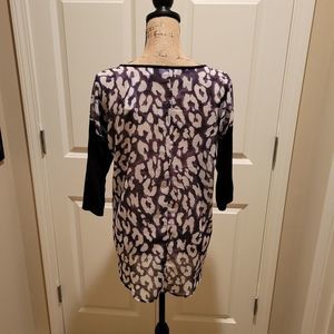 NWT Woman's 3/4 sleeve, scoop top, sheer leopard material